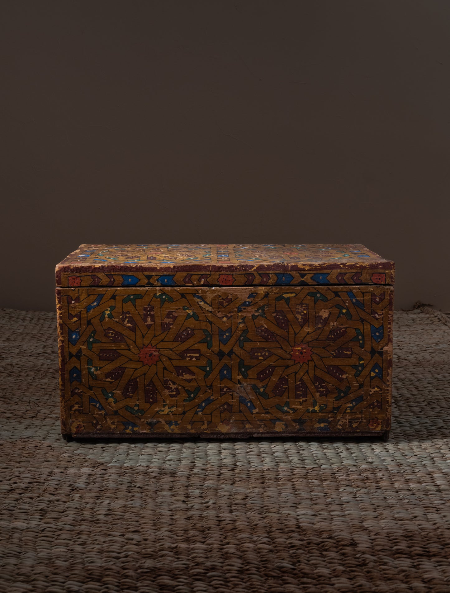 Hand painted Amazigh cedar wood chest