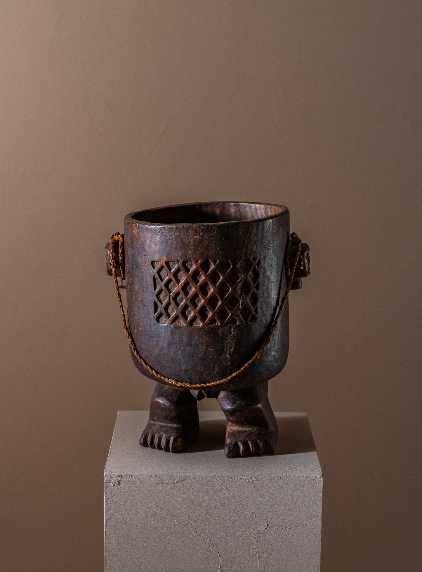 Bambara ceremonial wooden vessel