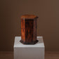 Small vintage hexagonal plinth in thuya burl wood