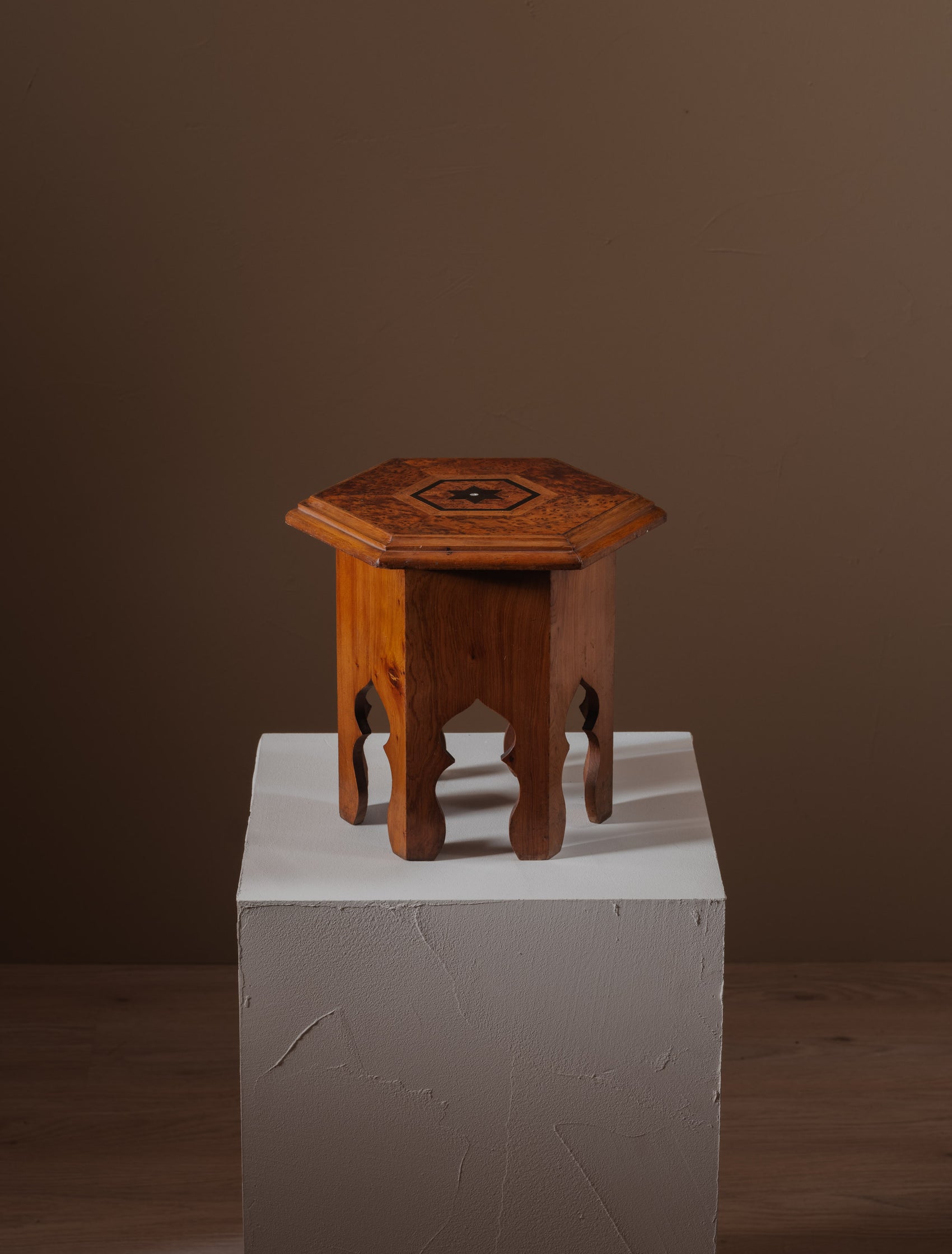 Vintage thuya marquetry accent table (small)