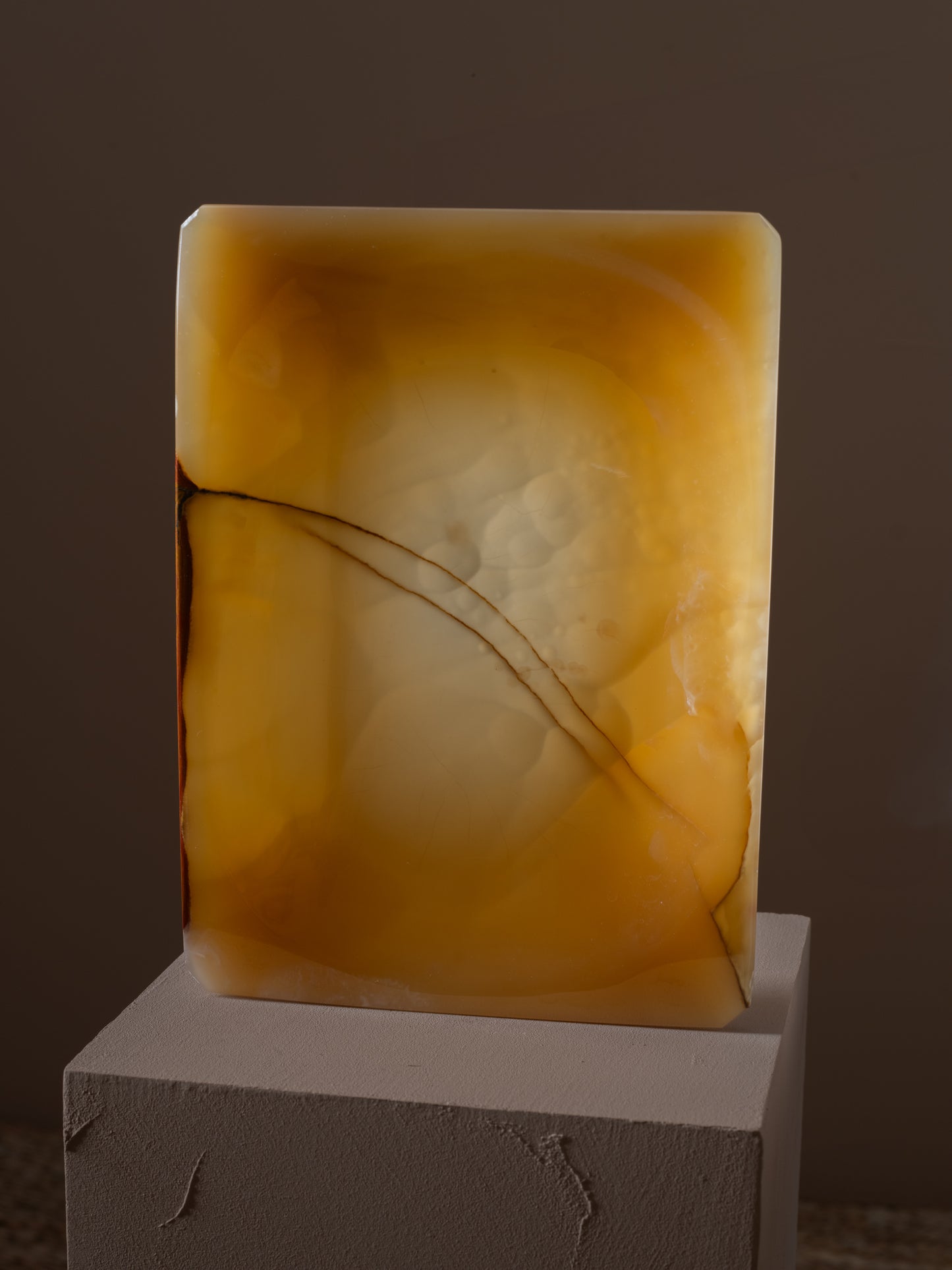 Vintage mustard coloured agate plate