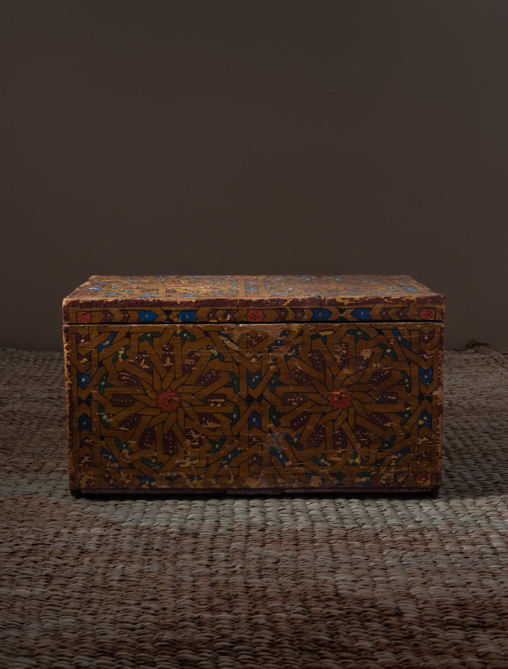 Hand painted Amazigh cedar wood chest
