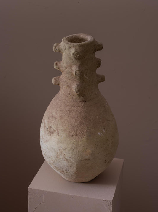 Vintage unglazed Tamegrout ceramic vase with high neck